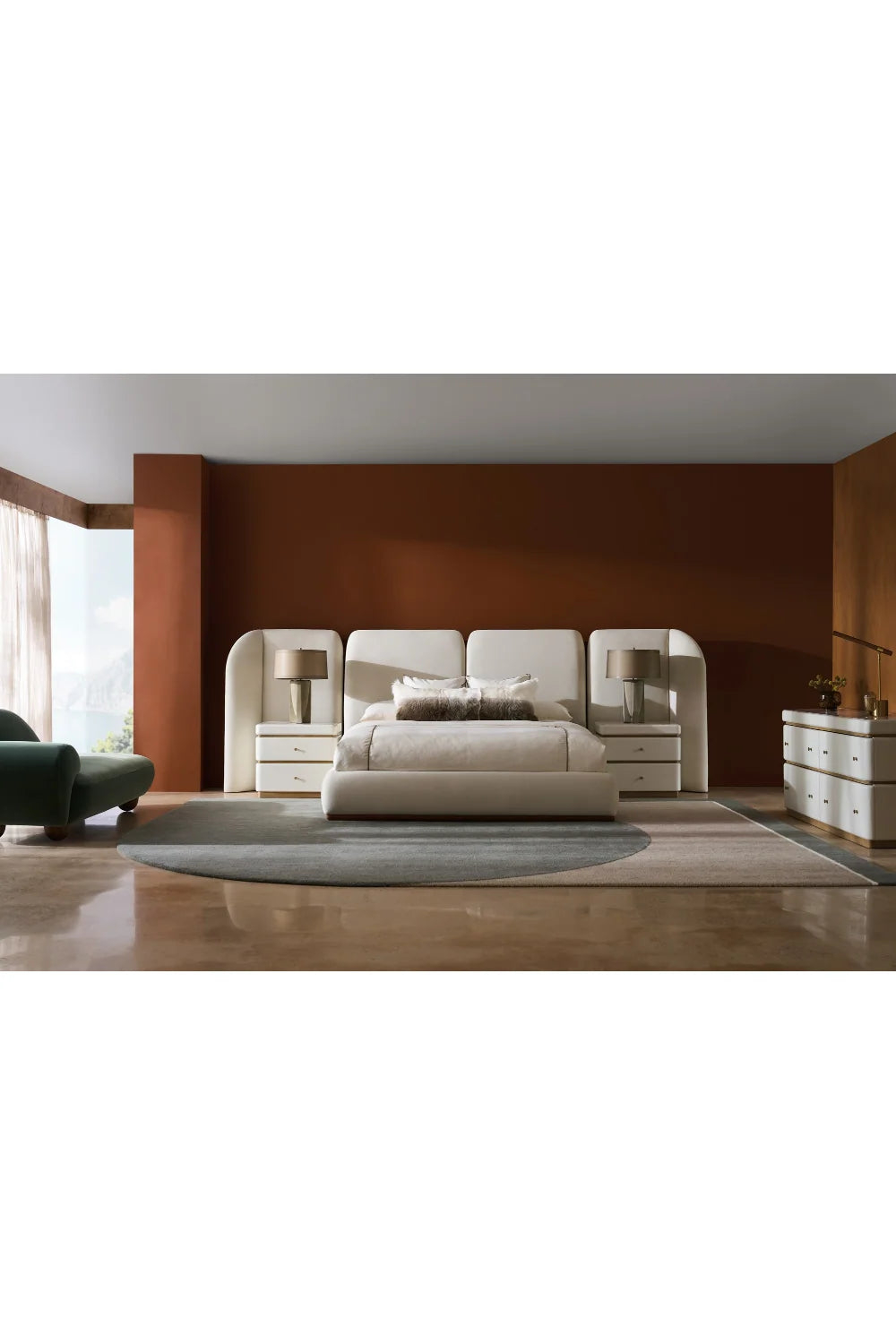 Luxury Green Velvet Chaise Lounge Modern Italian Style for Villa