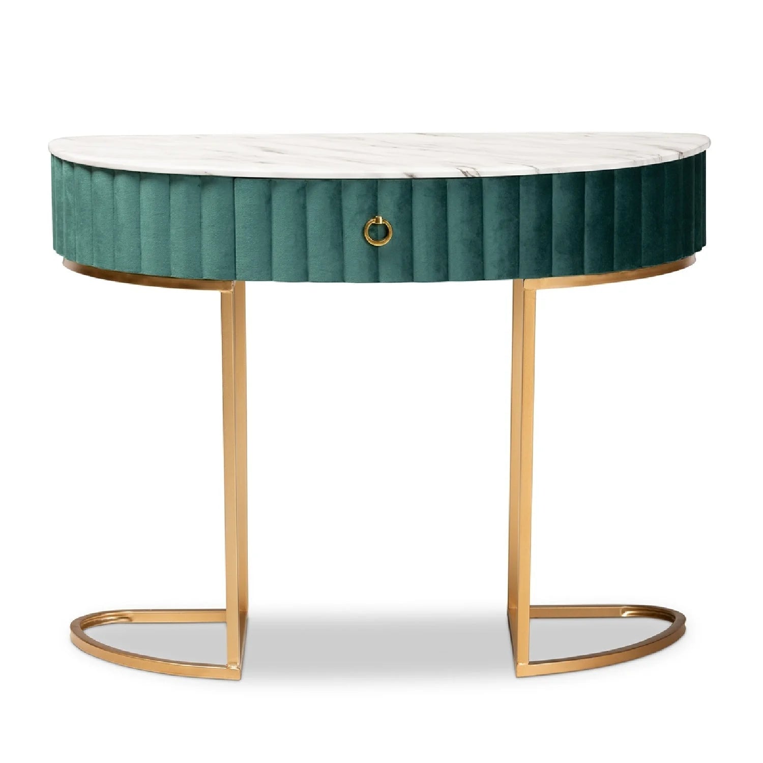 Luxury Green Velvet Console Table Modern Italian Style for Villa