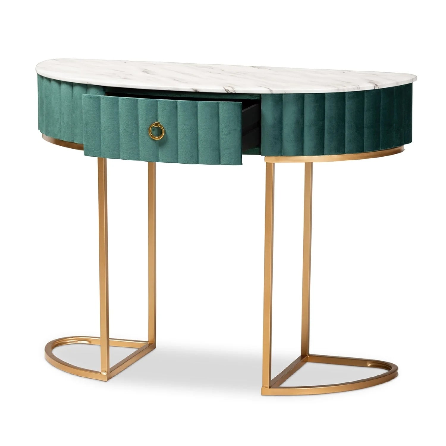 Luxury Green Velvet Console Table Modern Italian Style for Villa