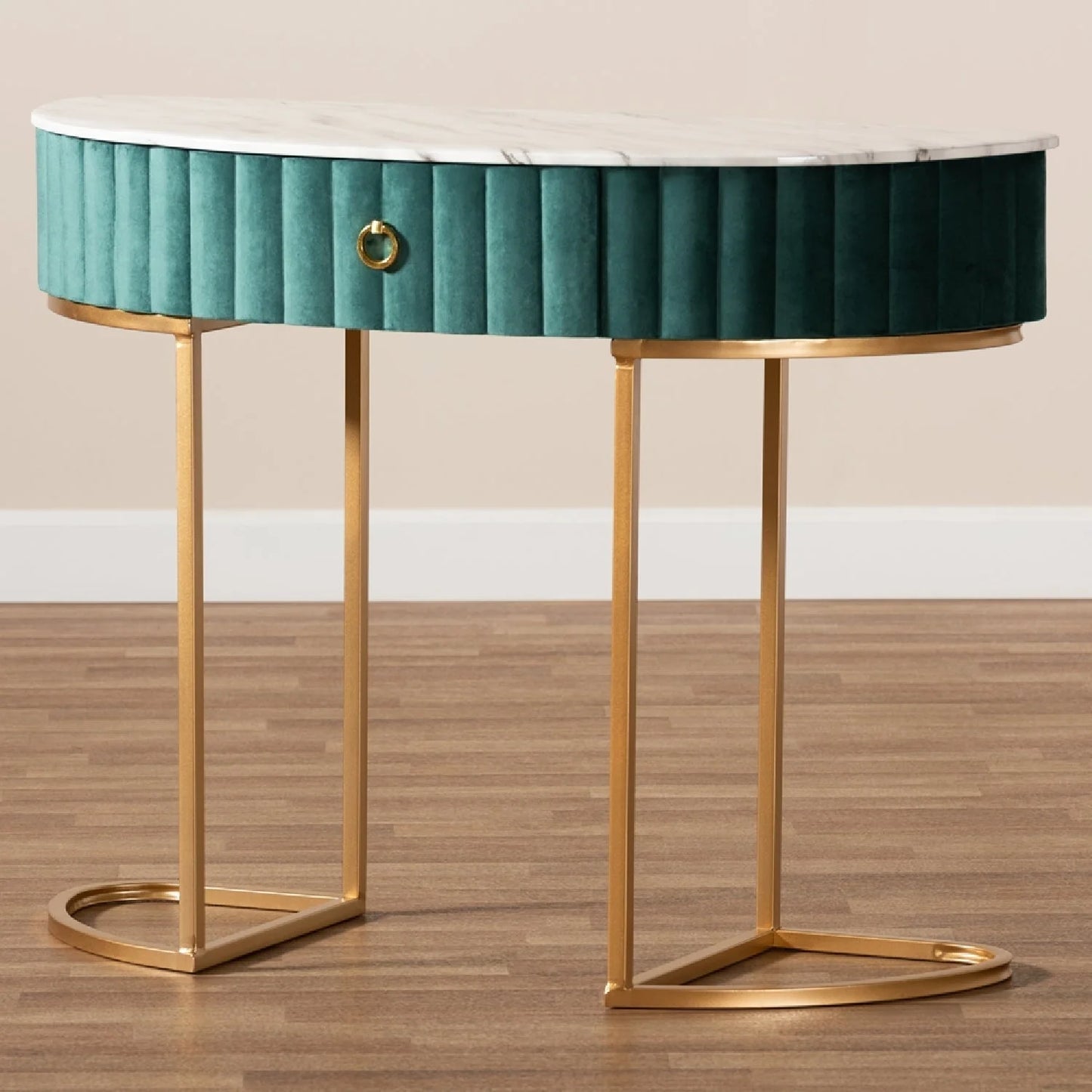 Luxury Green Velvet Console Table Modern Italian Style for Villa