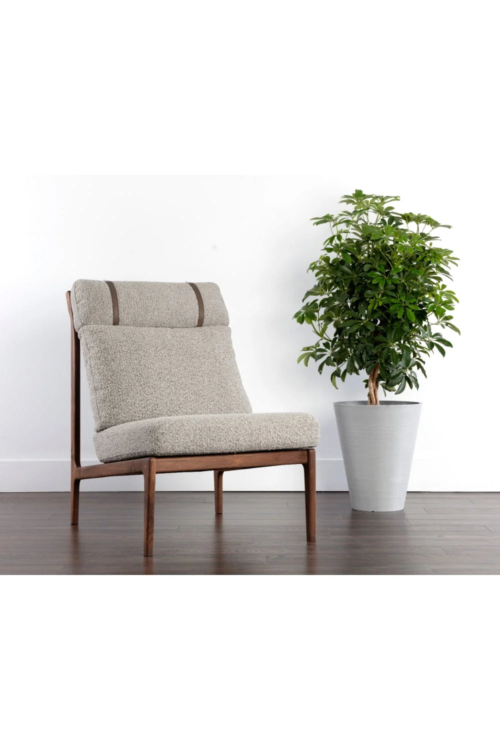 Luxury Grey Boucle Lounge Chair Modern Italian Style for Villa