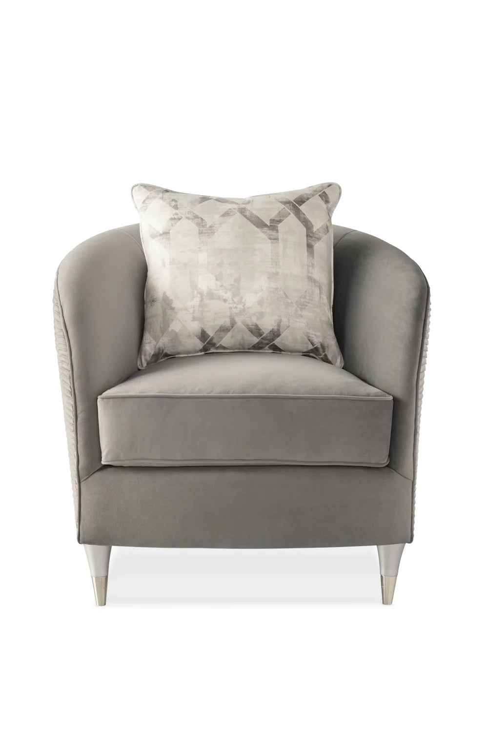 Luxury Grey Fabric Barrel Accent Chair Modern European Style for Villa