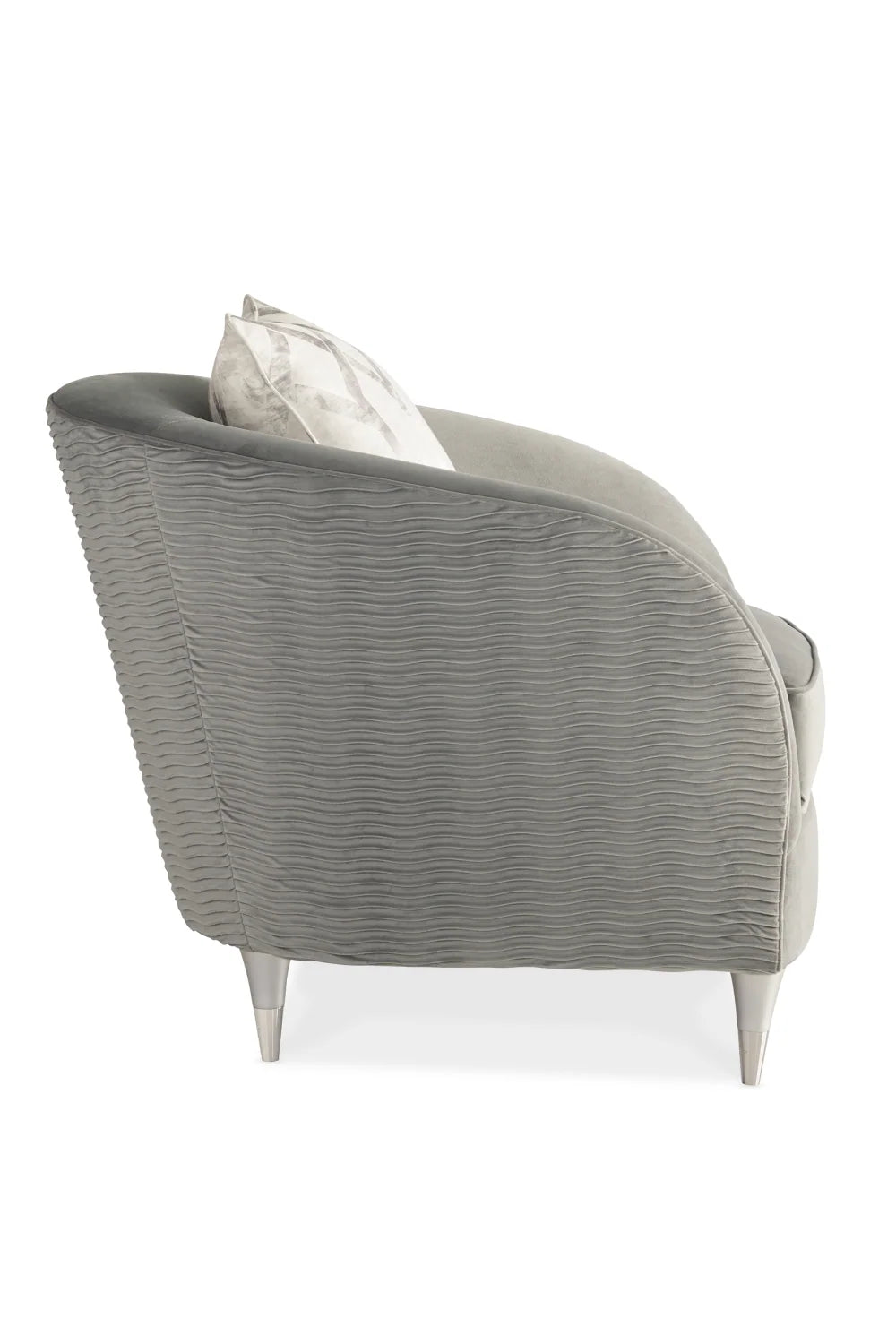 Luxury Grey Fabric Barrel Accent Chair Modern European Style for Villa