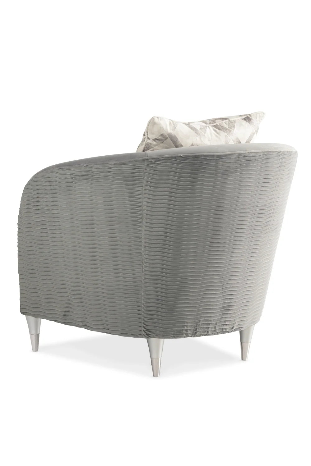 Luxury Grey Fabric Barrel Accent Chair Modern European Style for Villa