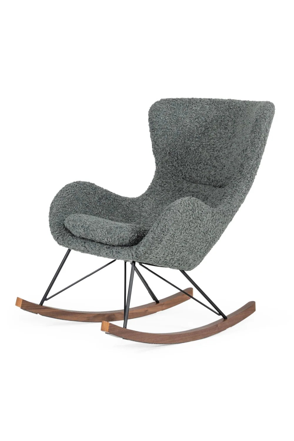 Luxury Grey Fabric Rocking Chair Modern European Style for Villa