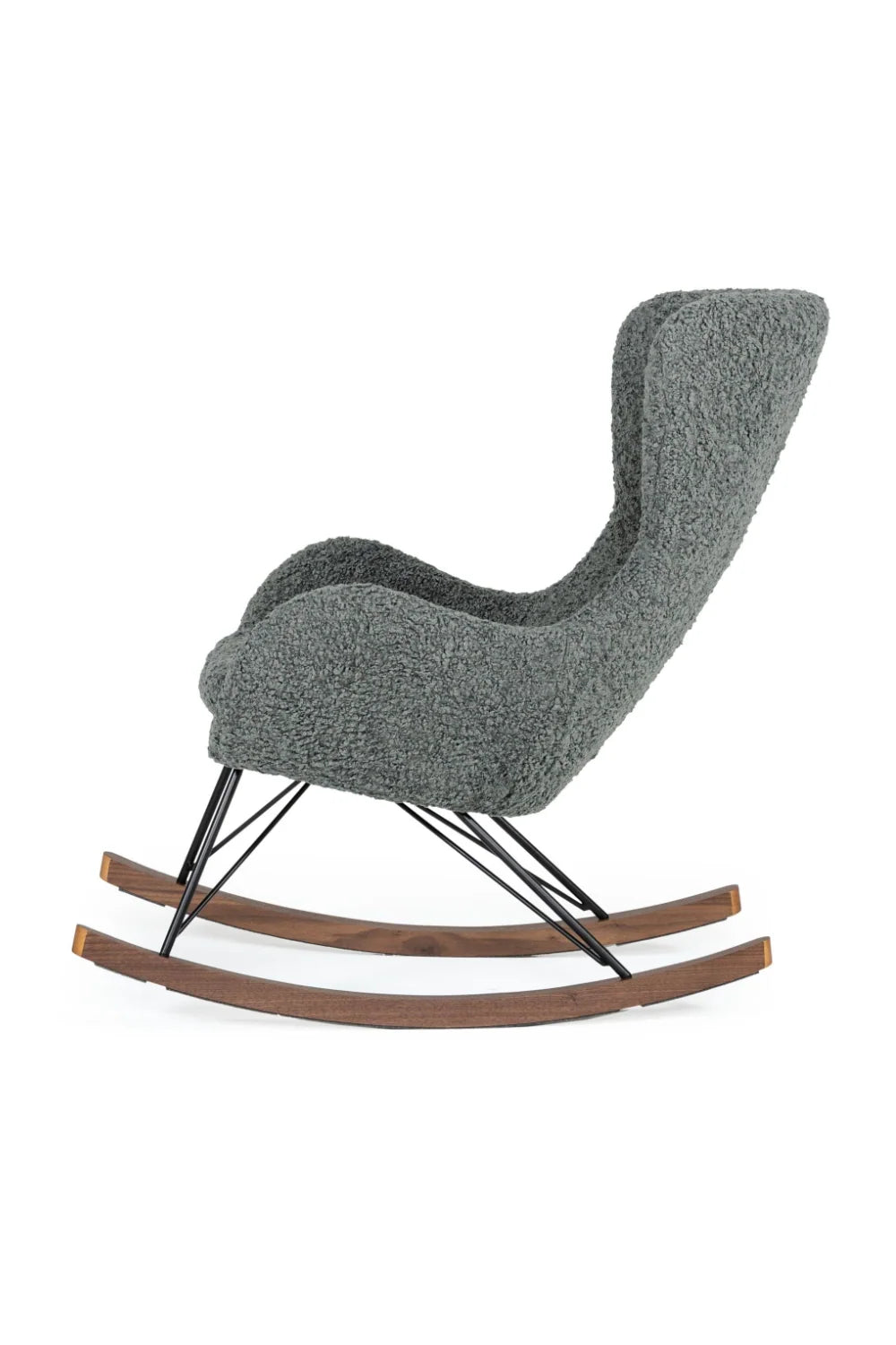 Luxury Grey Fabric Rocking Chair Modern European Style for Villa