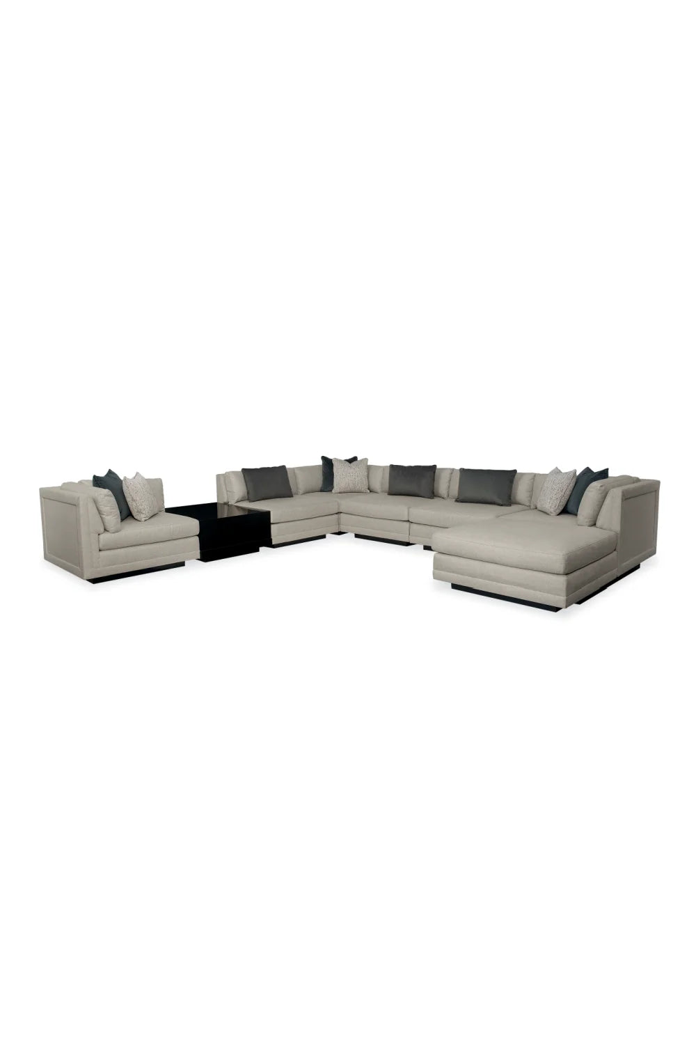 Luxury Grey Fabric Sectional Sofa Modern Italian Style for Villa