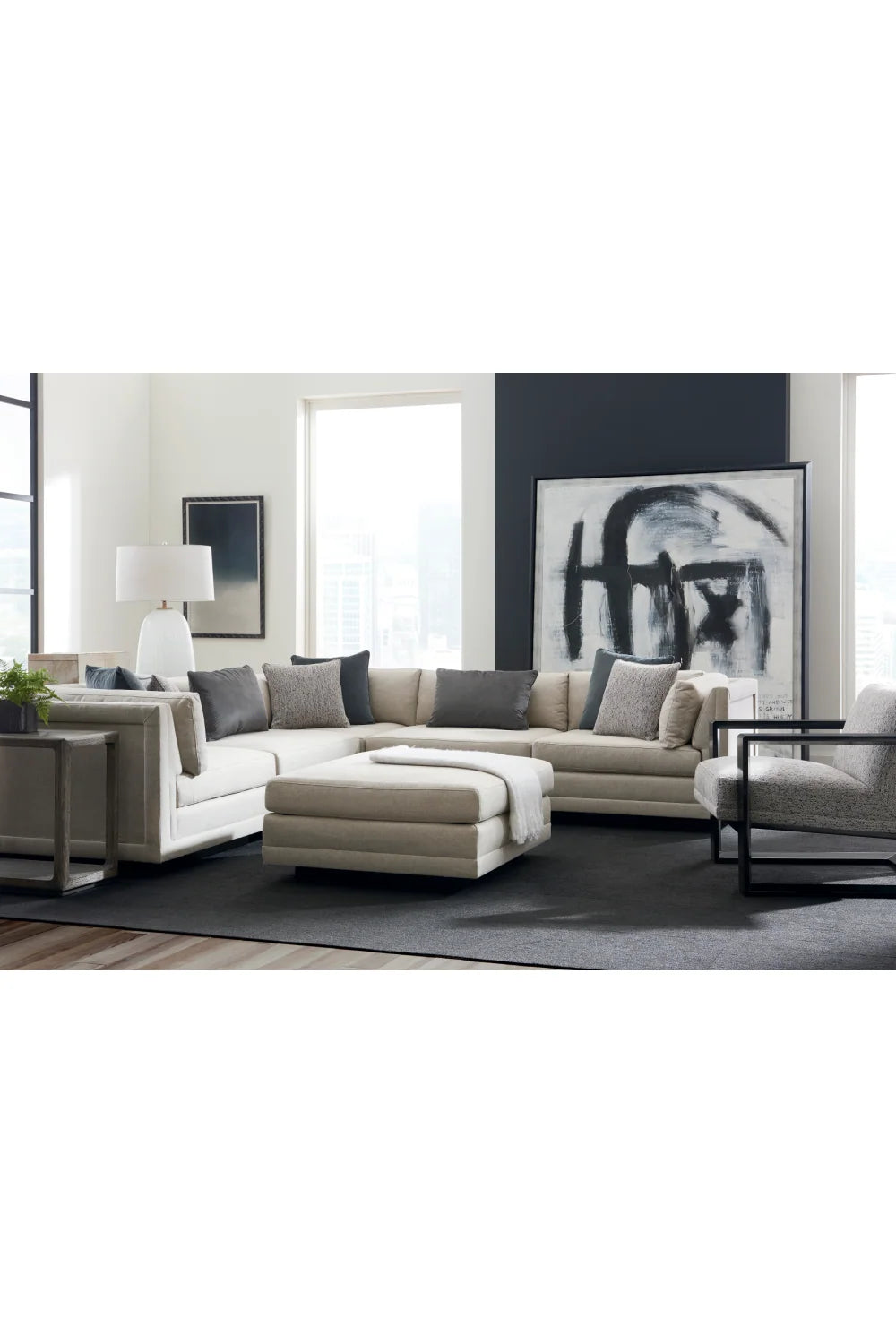 Luxury Grey Fabric Sectional Sofa Modern Italian Style for Villa