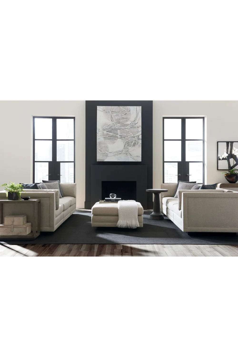 Luxury Grey Fabric Sectional Sofa Modern Italian Style for Villa