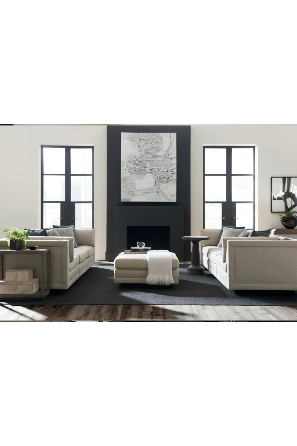 Luxury Grey Fabric Sectional Sofa Modern Italian Style for Villa