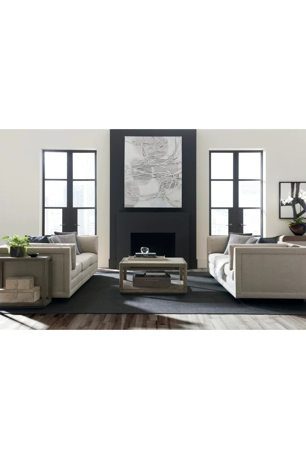 Luxury Grey Fabric Sectional Sofa Modern Italian Style for Villa