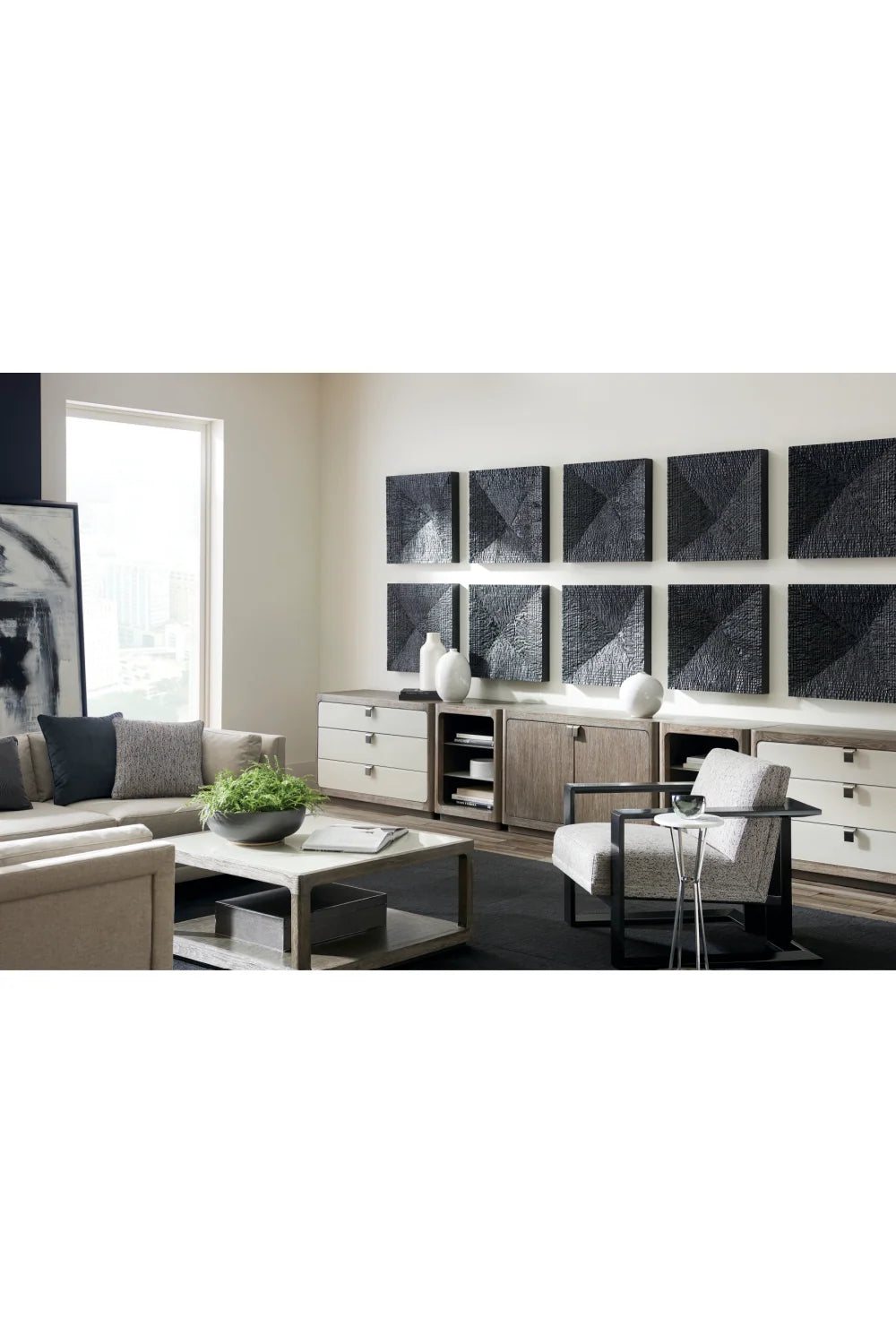 Luxury Grey Fabric Sectional Sofa Modern Italian Style for Villa