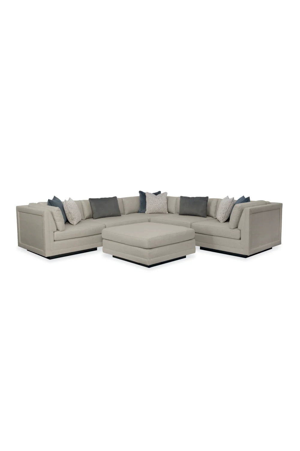 Luxury Grey Fabric Sectional Sofa Modern Italian Style for Villa