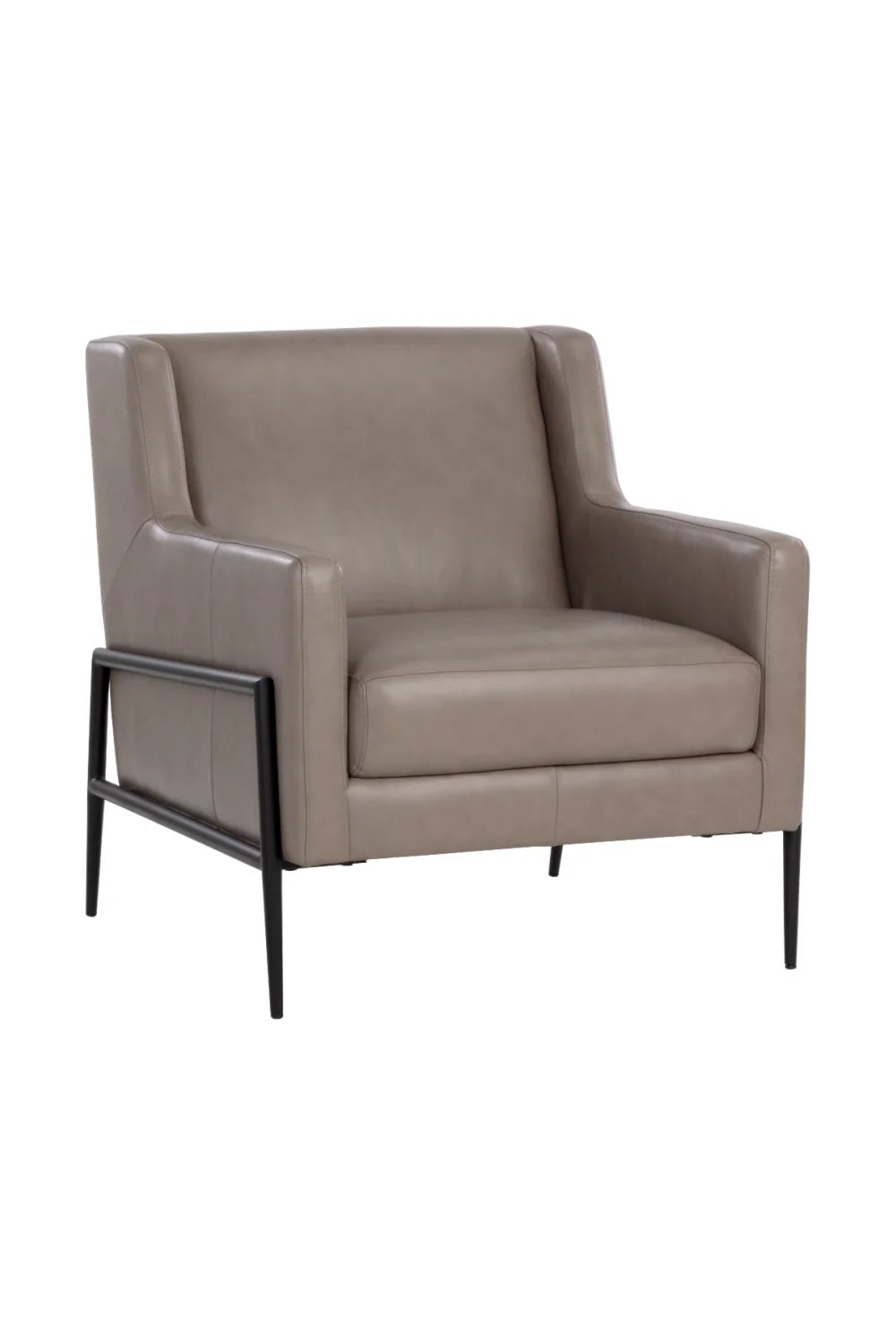 Luxury Grey Leather Lounge Chair Modern Italian Style for Villa