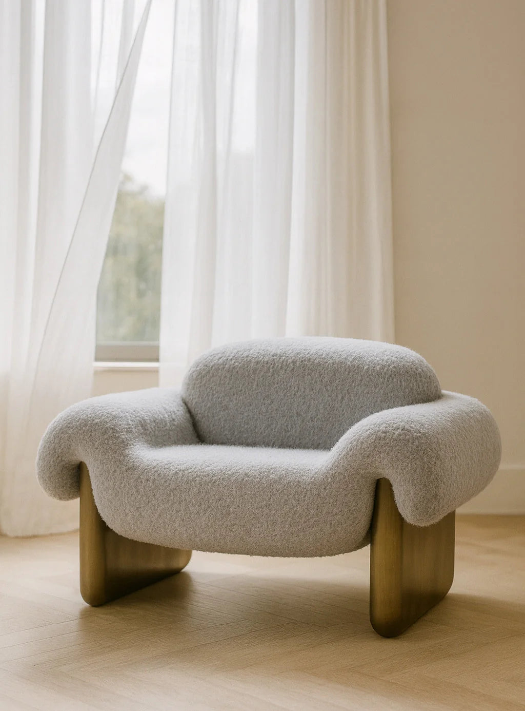 Luxury Grey Rounded Armchair Modern Italian Style for Villa