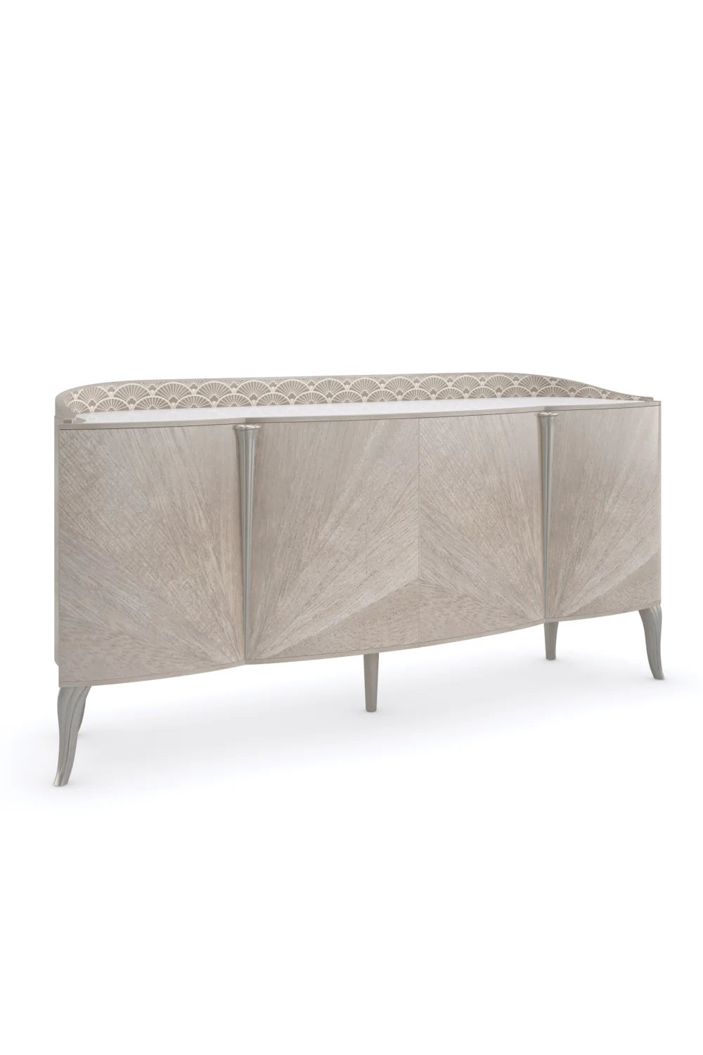 Luxury Grey Stone 4-Door Sideboard European Style for Villa