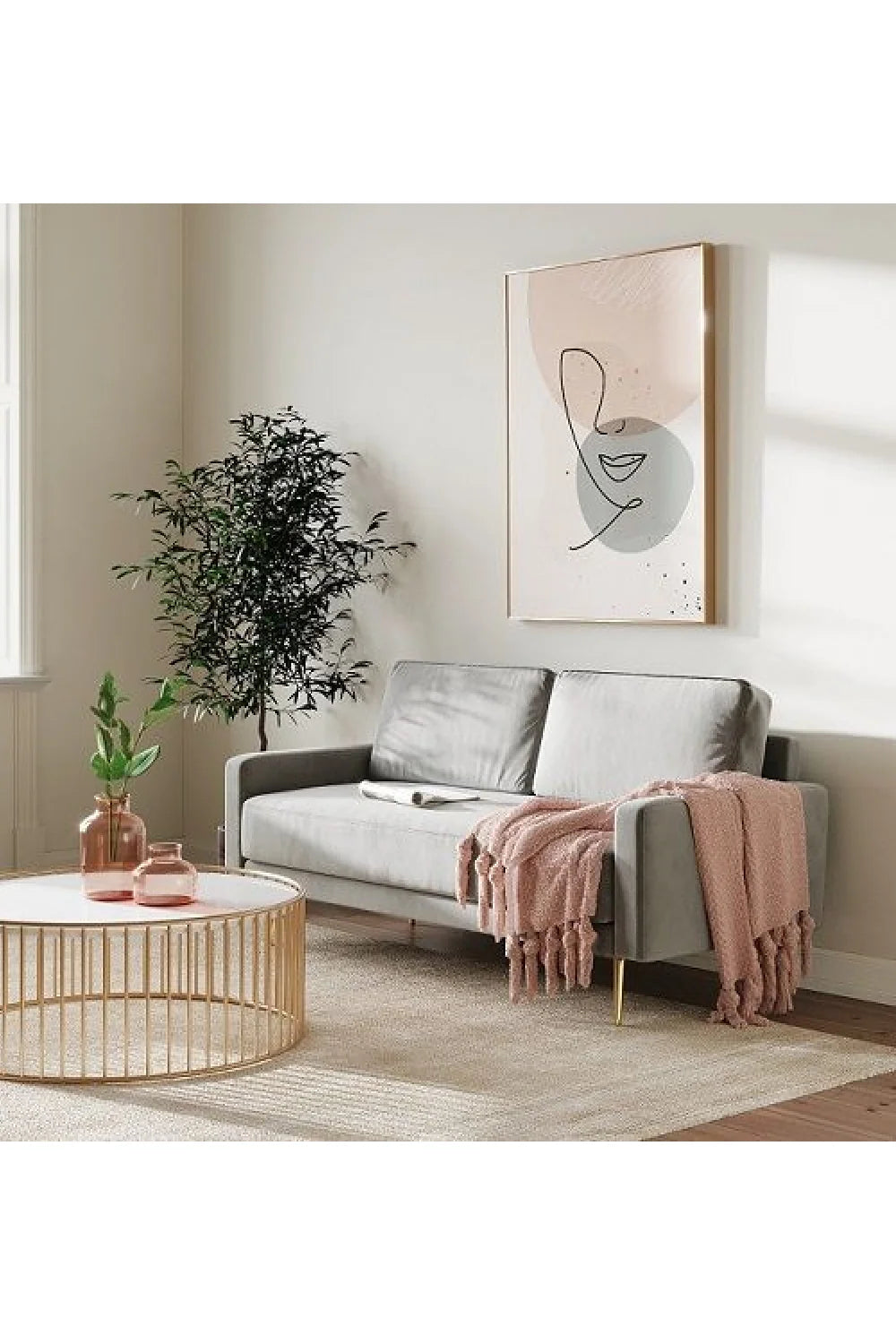 Luxury Grey Velvet Sofa Modern Italian Style for Villa