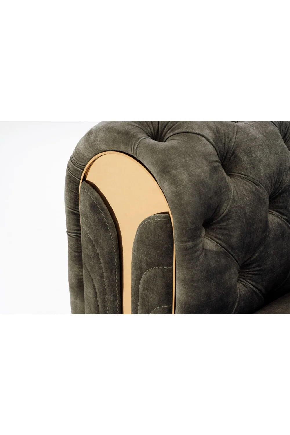 Luxury Grey Velvet Tufted Lounge Chair Modern Italian Style for Villa