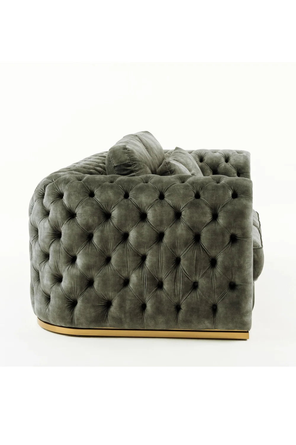 Luxury Grey Velvet Tufted Loveseat Modern Italian Style for Villa