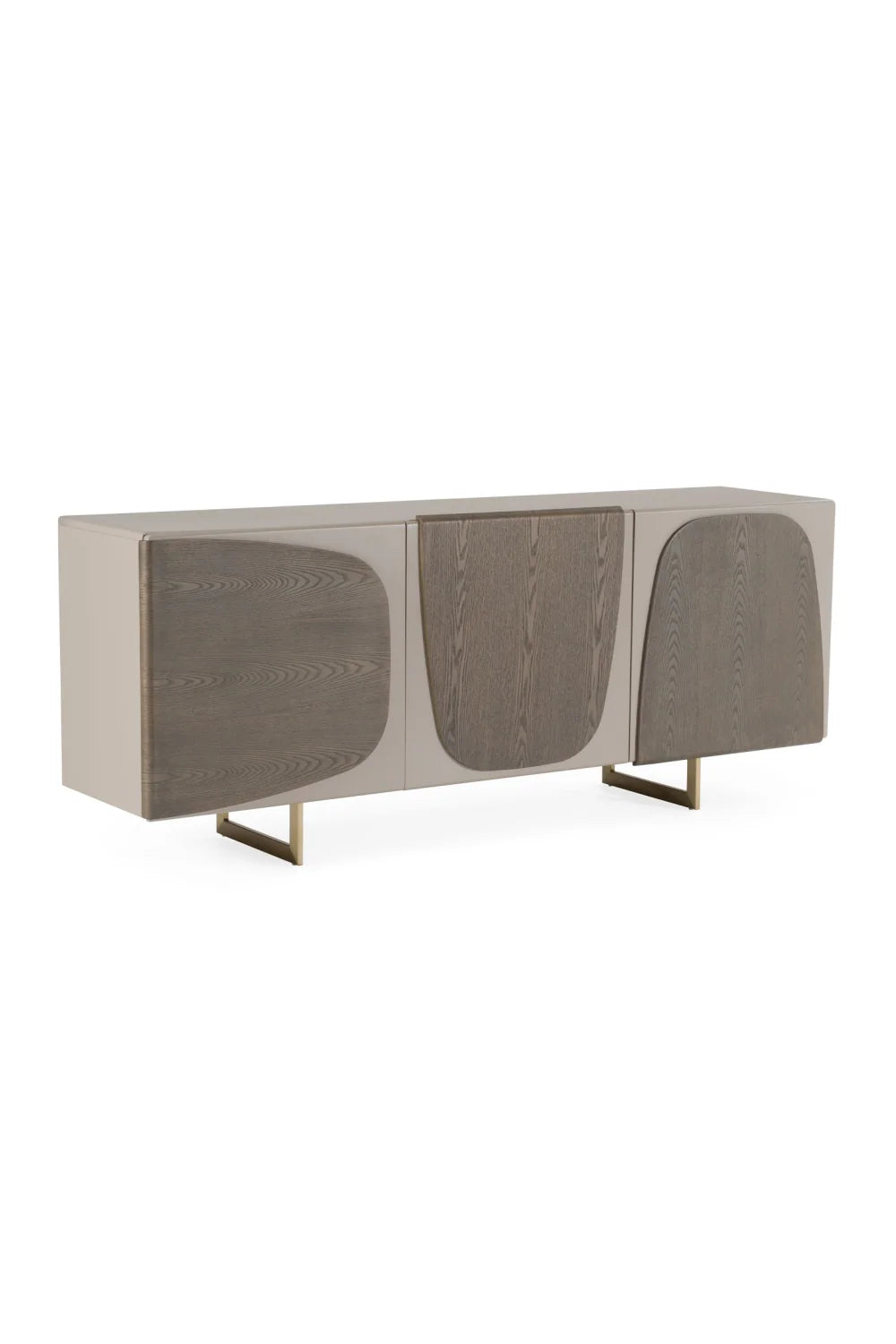 Luxury Grey Wooden 3-Door Sideboard European Style for Villa