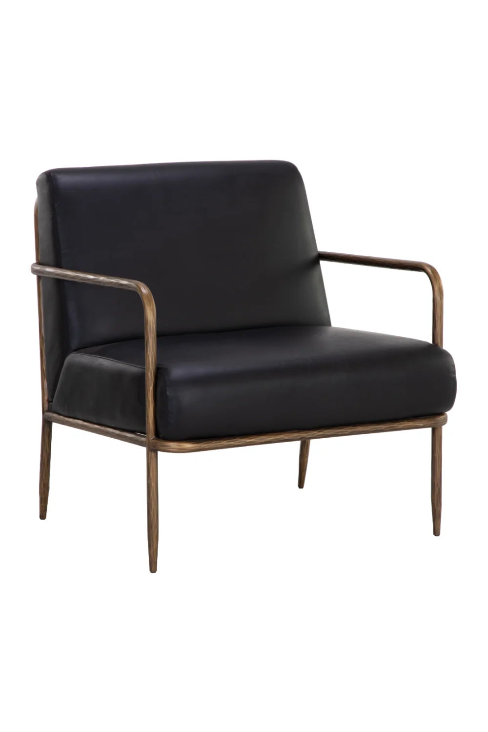 Luxury Hammered Brass Leather Lounge Chair European Style for Villa