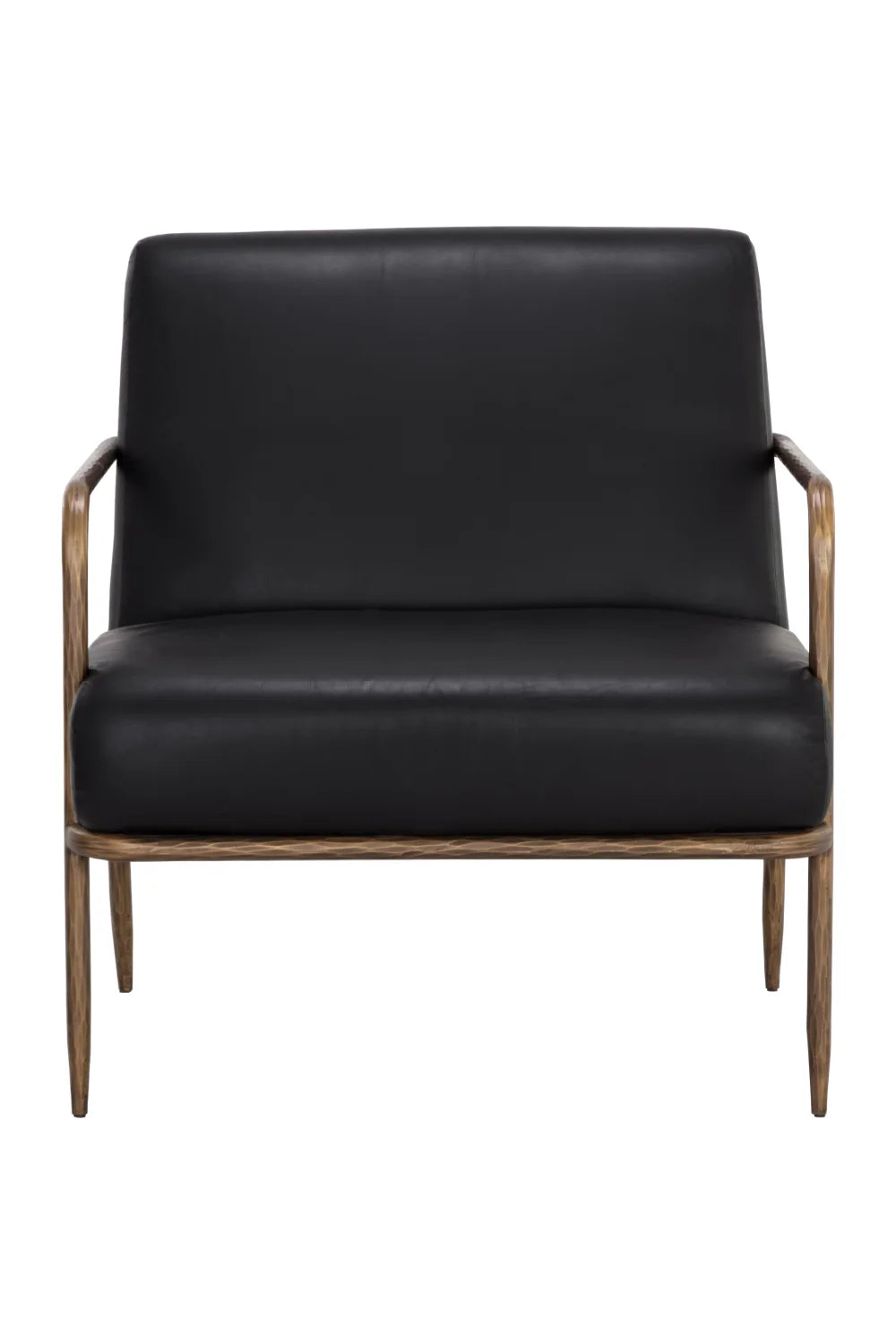 Luxury Hammered Brass Leather Lounge Chair European Style for Villa
