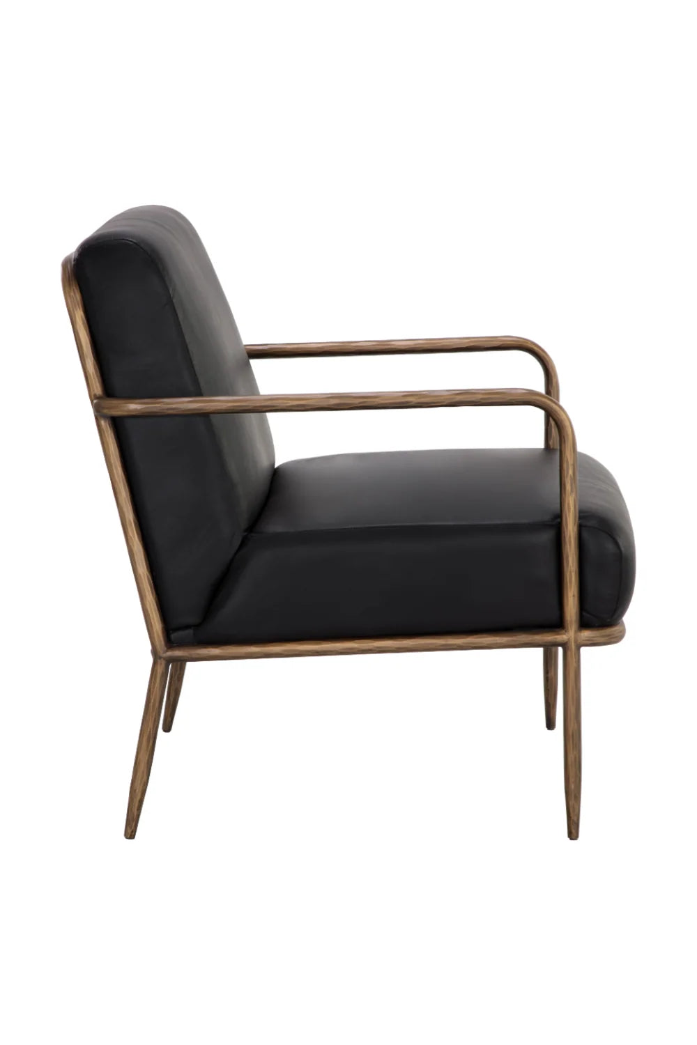 Luxury Hammered Brass Leather Lounge Chair European Style for Villa