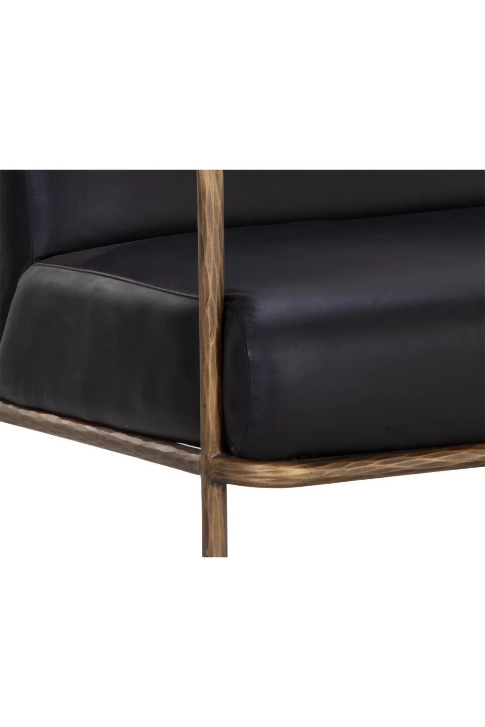 Luxury Hammered Brass Leather Lounge Chair European Style for Villa