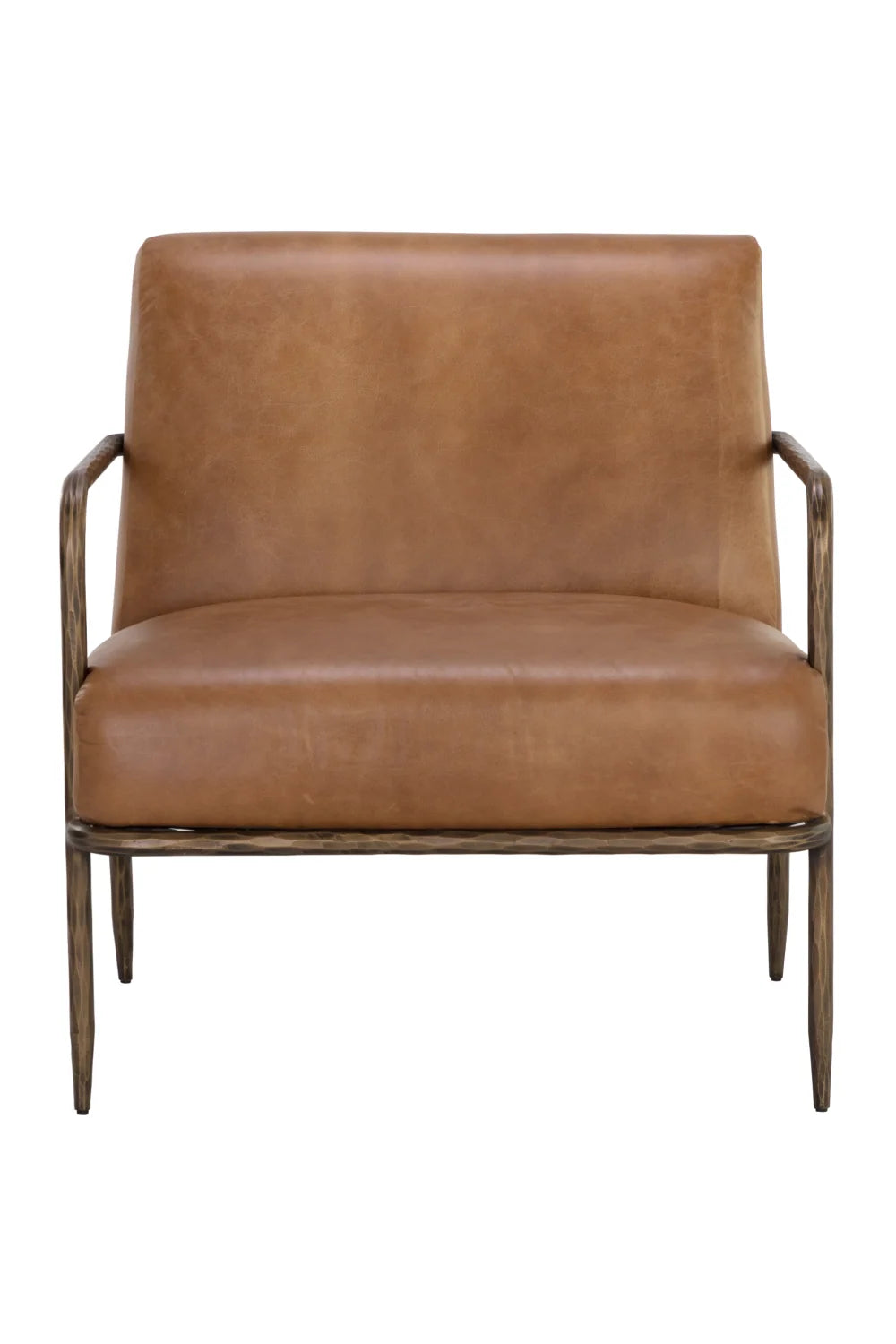 Luxury Hammered Brass Leather Lounge Chair European Style for Villa