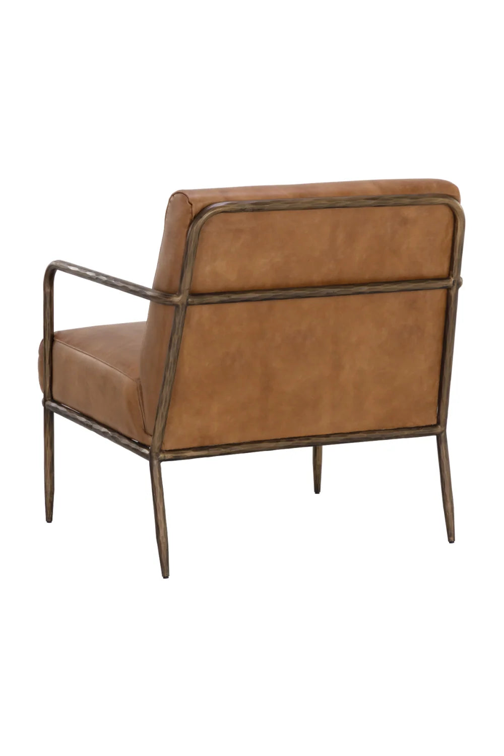 Luxury Hammered Brass Leather Lounge Chair European Style for Villa