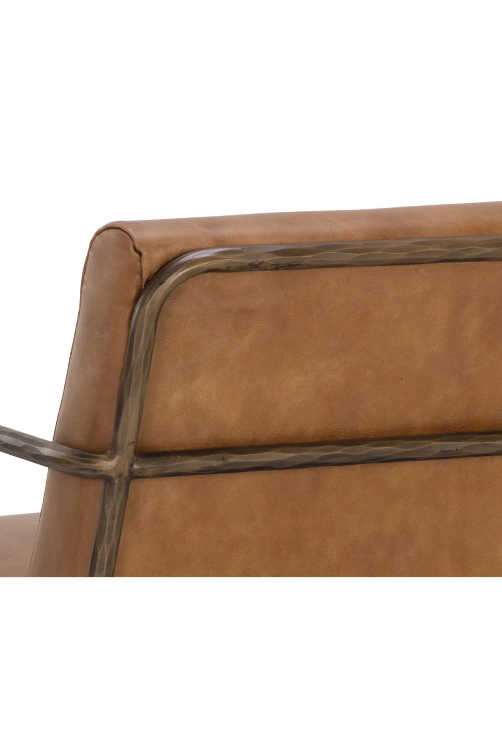 Luxury Hammered Brass Leather Lounge Chair European Style for Villa