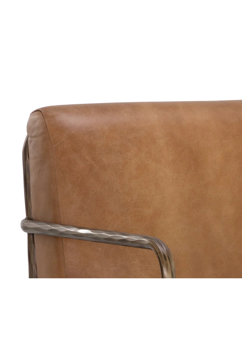 Luxury Hammered Brass Leather Lounge Chair European Style for Villa