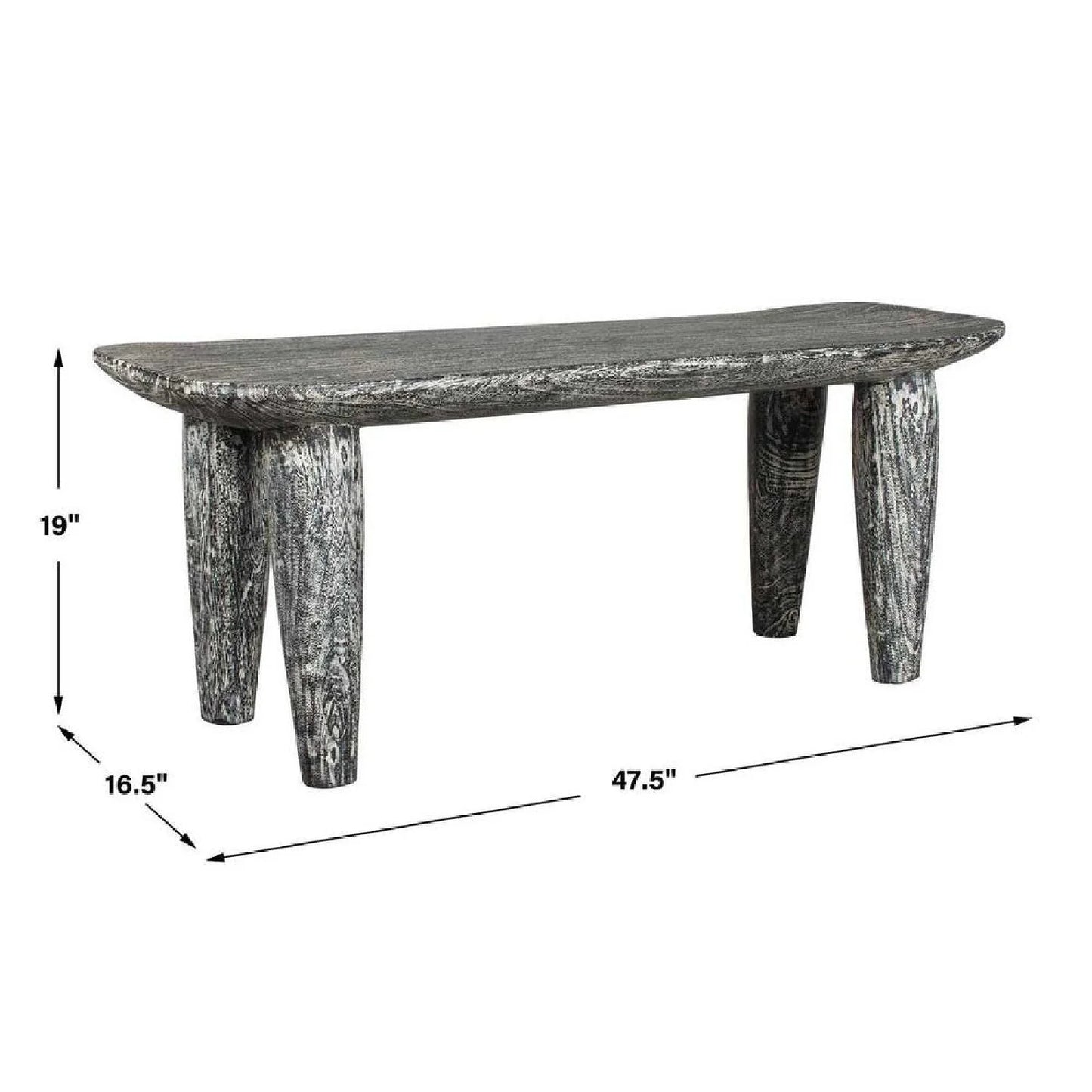 Luxury Hand-Carved Suar Wood Bench European Style for Villa
