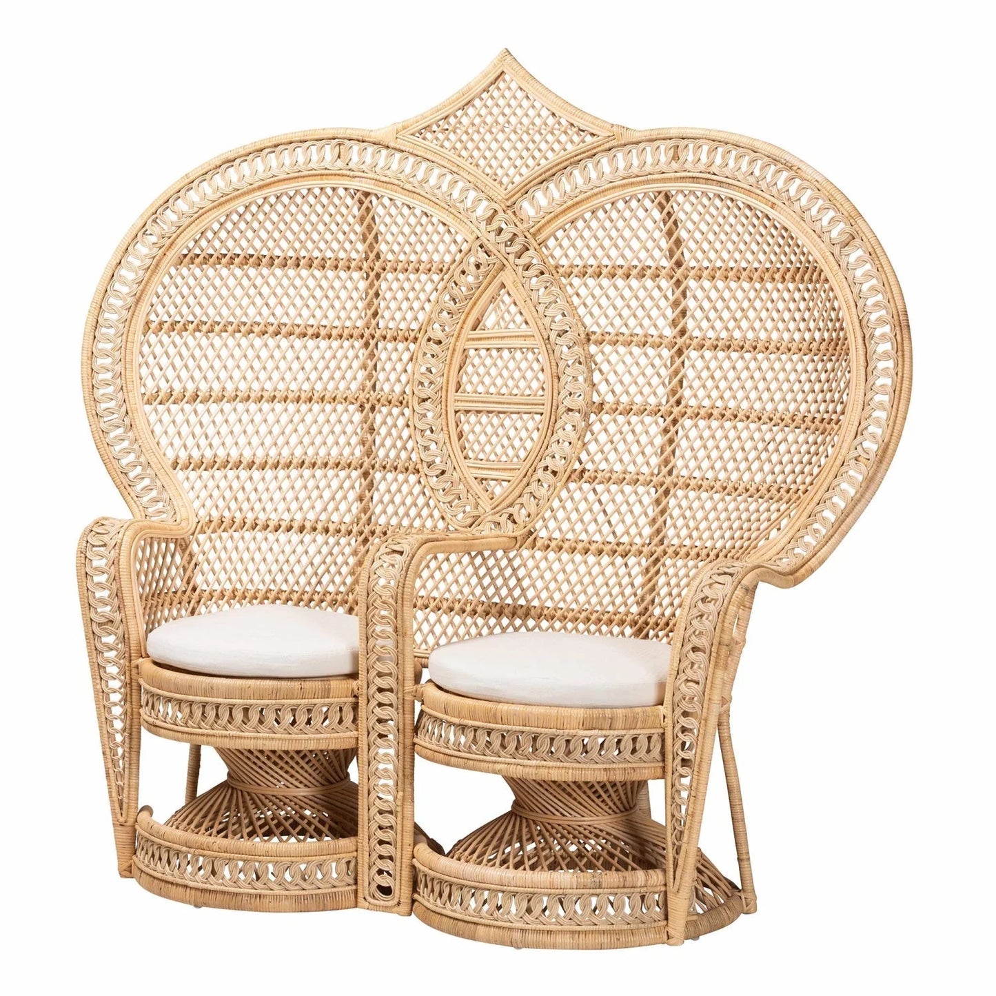 Luxury Handcrafted Rattan Peacock Accent Chair Modern Italian Style for Villa