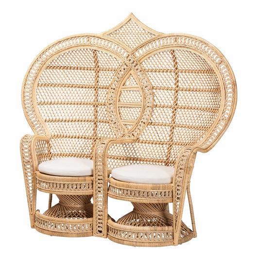 Luxury Handcrafted Rattan Peacock Accent Chair Modern Italian Style for Villa