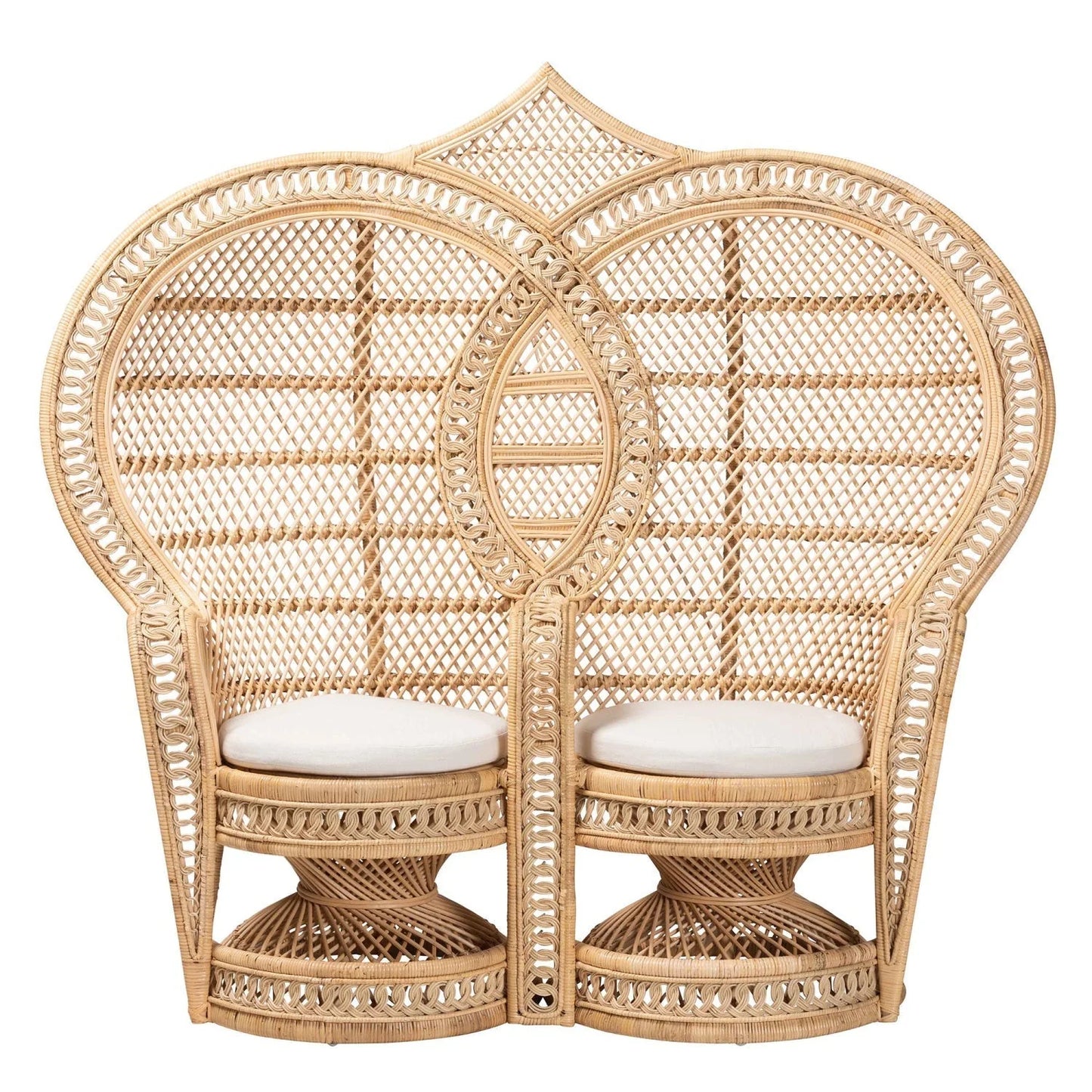 Luxury Handcrafted Rattan Peacock Accent Chair Modern Italian Style for Villa