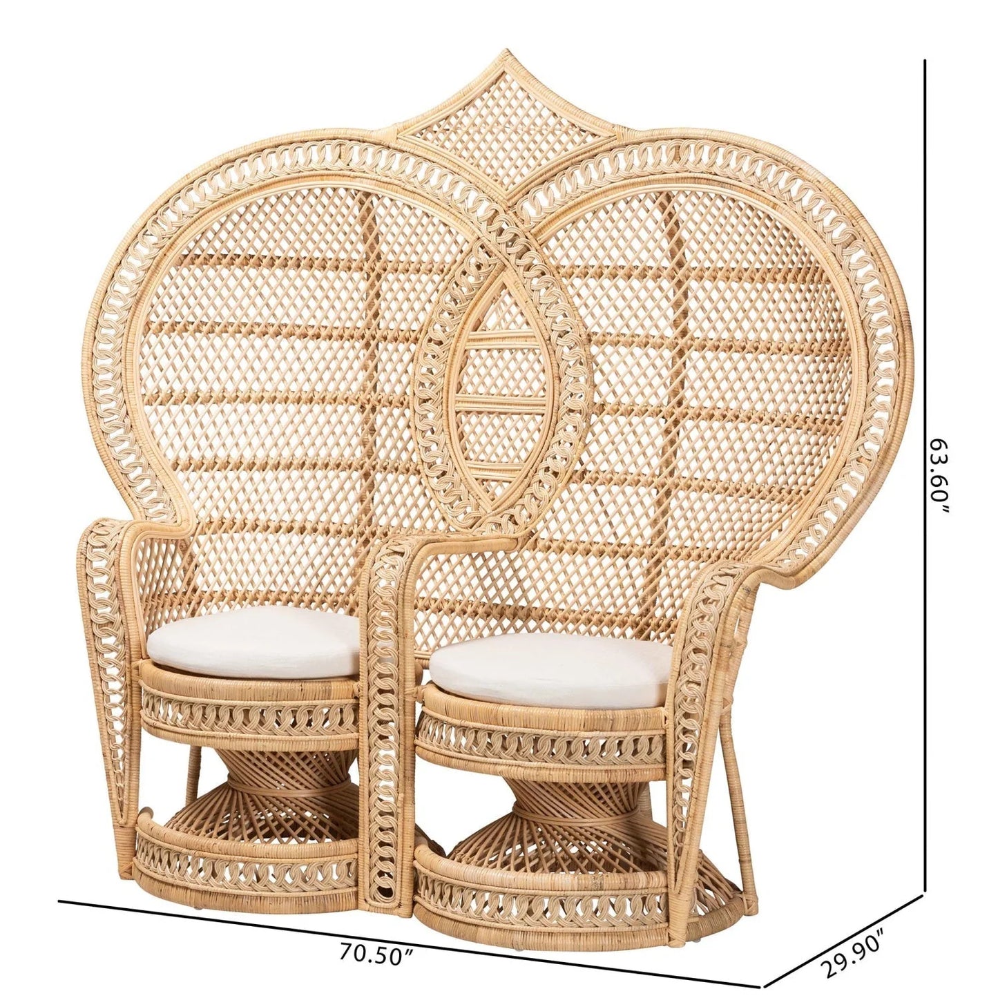 Luxury Handcrafted Rattan Peacock Accent Chair Modern Italian Style for Villa