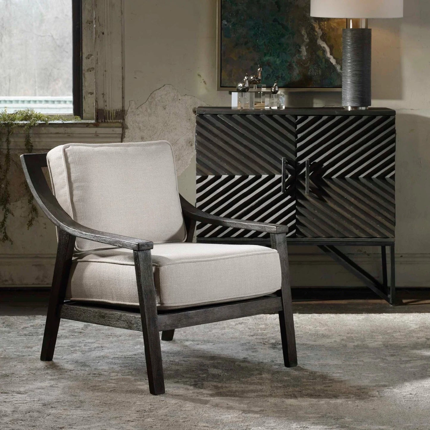 Luxury Hardwood Lounge Chair Modern Italian Style for Villa