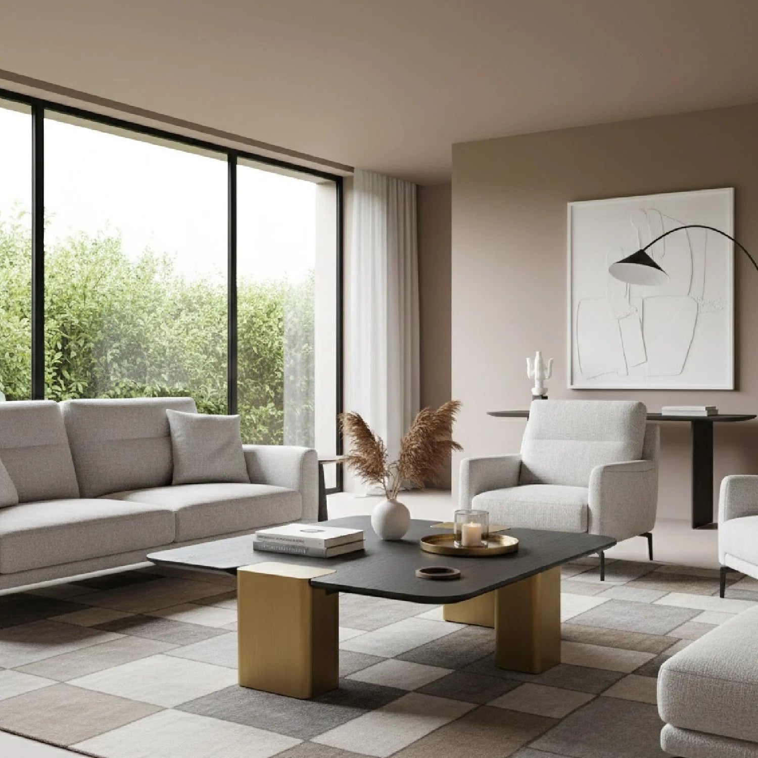 Luxury Harold Black Oak Square Coffee Table Modern Italian Style for Villa