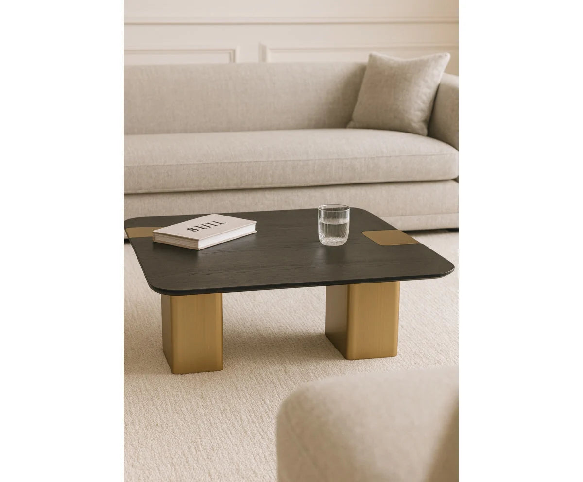 Luxury Harold Black Oak Square Coffee Table Modern Italian Style for Villa