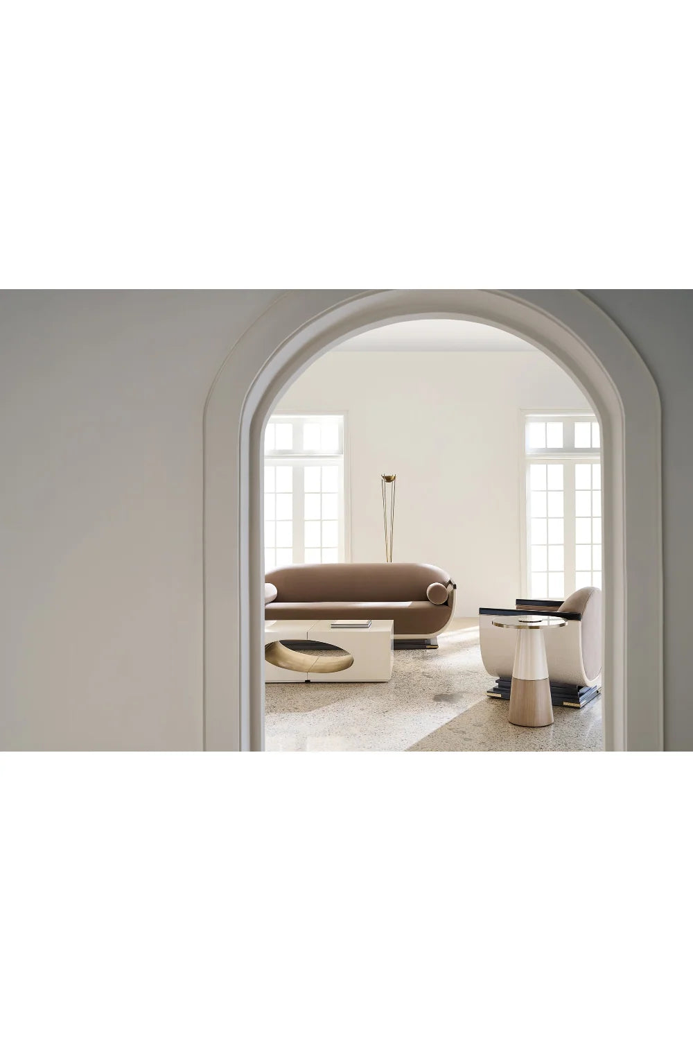 Luxury Helena Fabric Scooped Frame Sofa Modern Italian Style for Villa