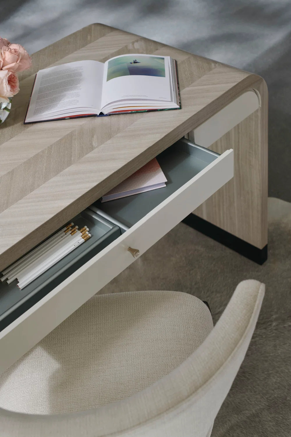 Luxury Herringbone Patterned Modern Desk European Style for Villa