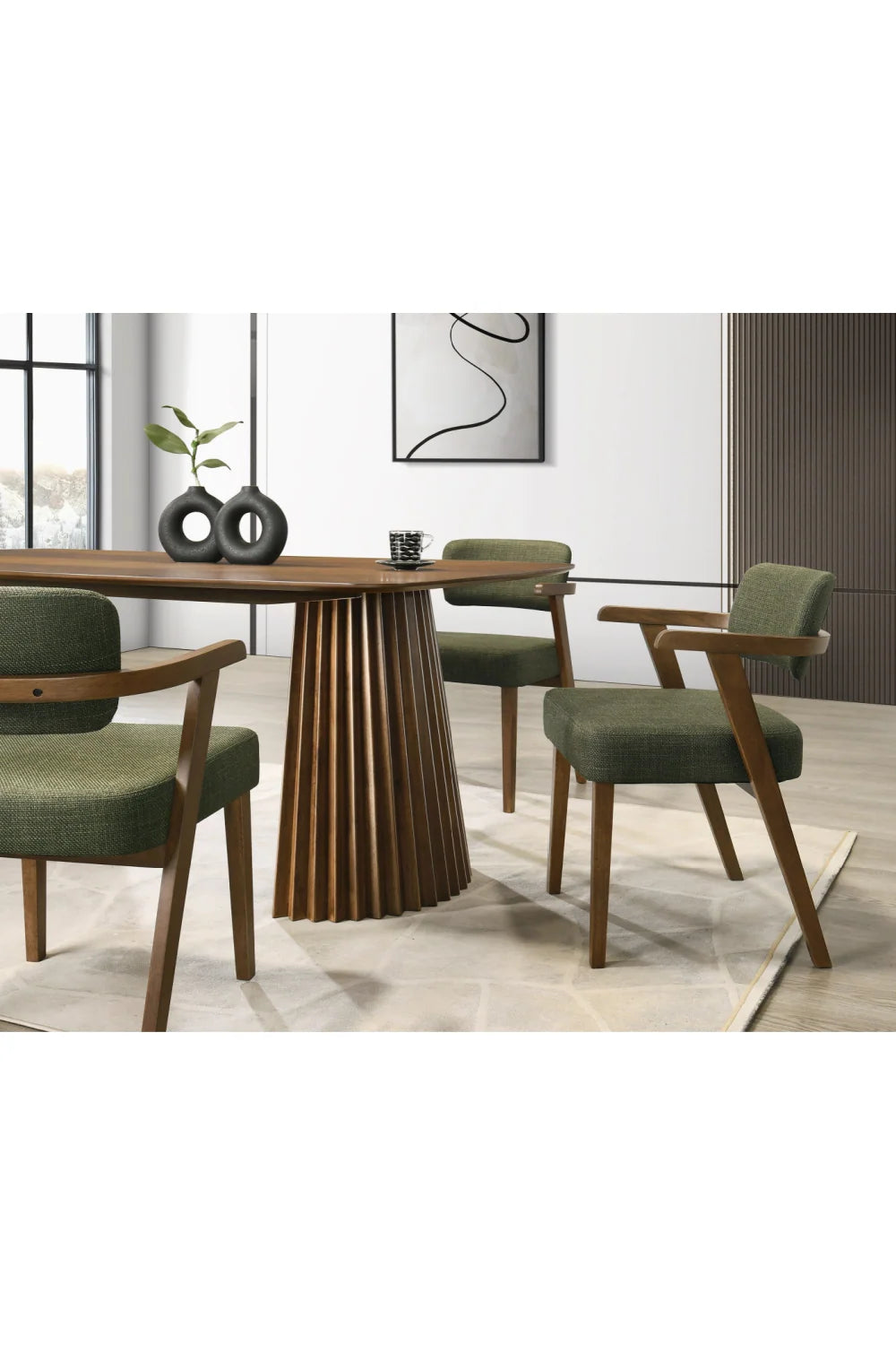 Luxury Herringbone Walnut Dining Table Modern Italian Style for Villa