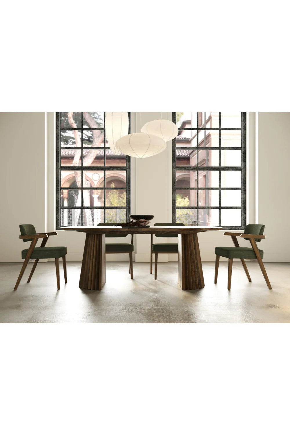 Luxury Herringbone Walnut Dining Table Modern Italian Style for Villa