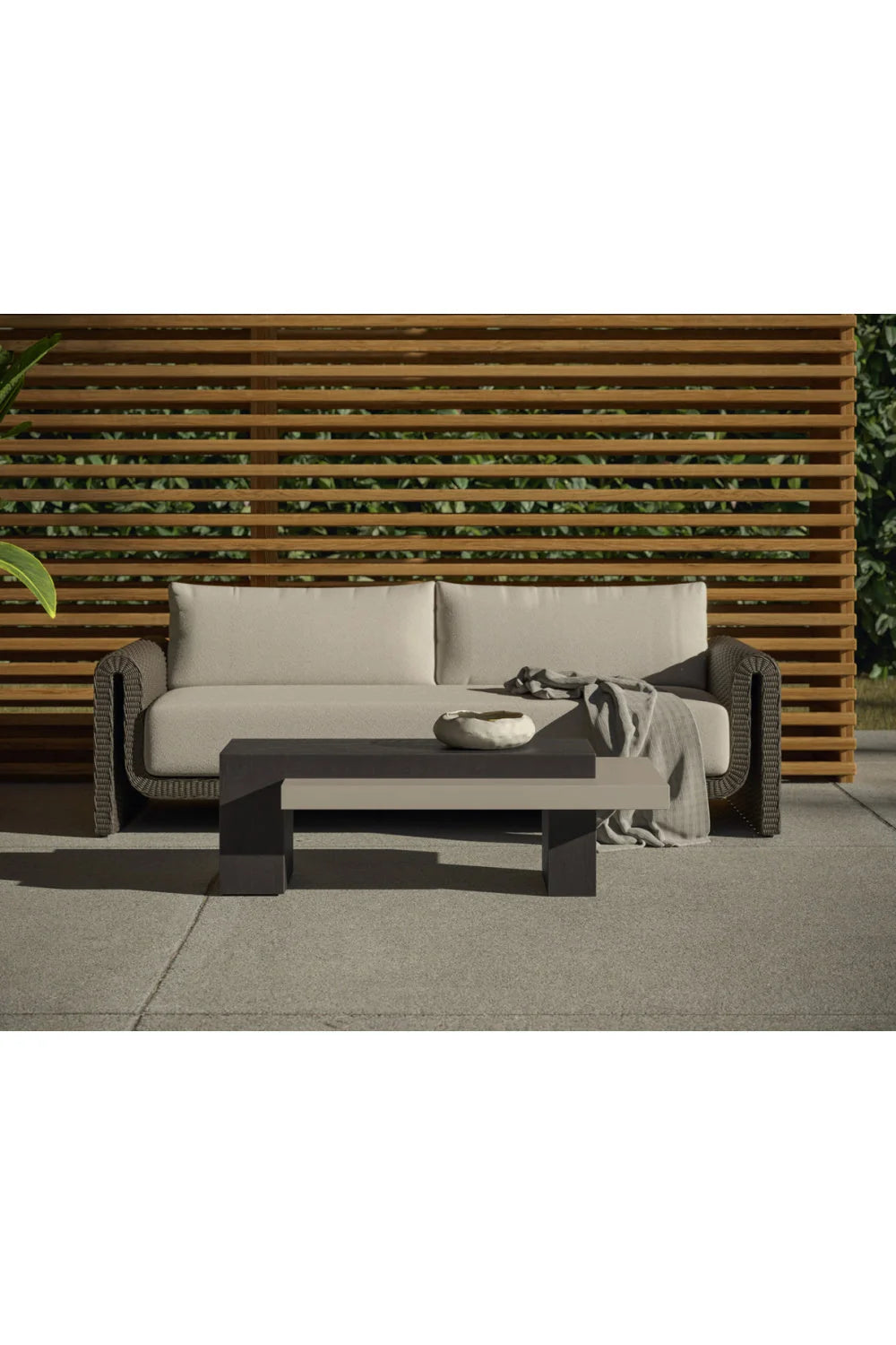 Luxury Herriot Timber-Effect Concrete Rectangular Coffee Table Modern Italian Style for Villa