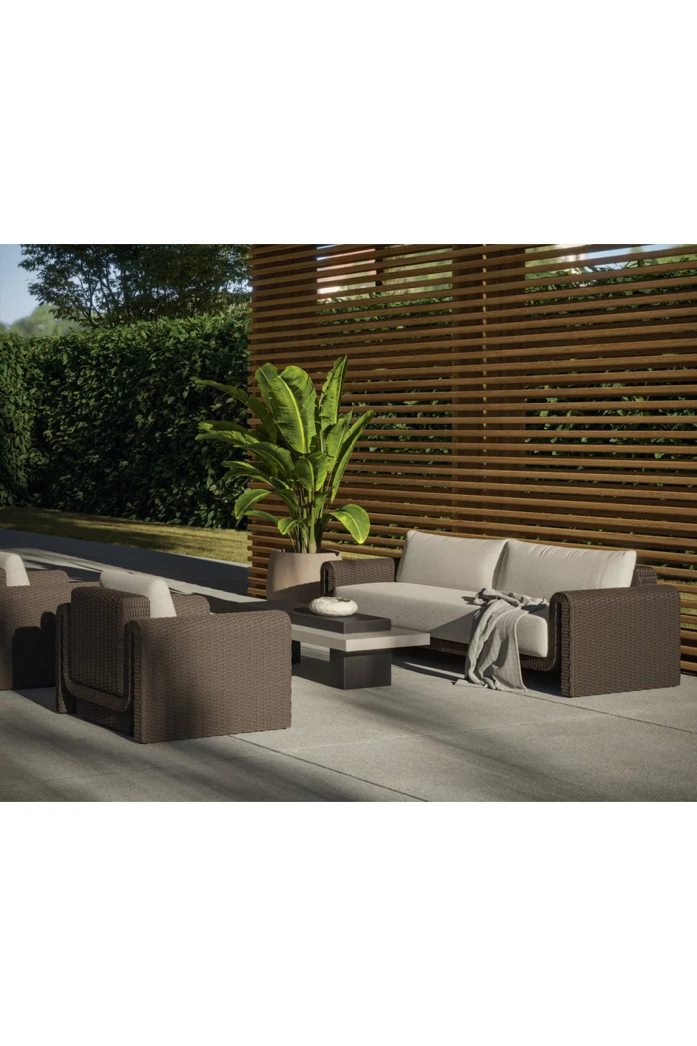 Luxury Herriot Timber-Effect Concrete Rectangular Coffee Table Modern Italian Style for Villa