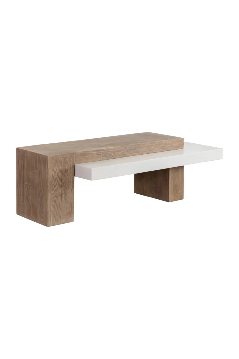 Luxury Herriot Timber-Effect Concrete Rectangular Coffee Table Modern Italian Style for Villa