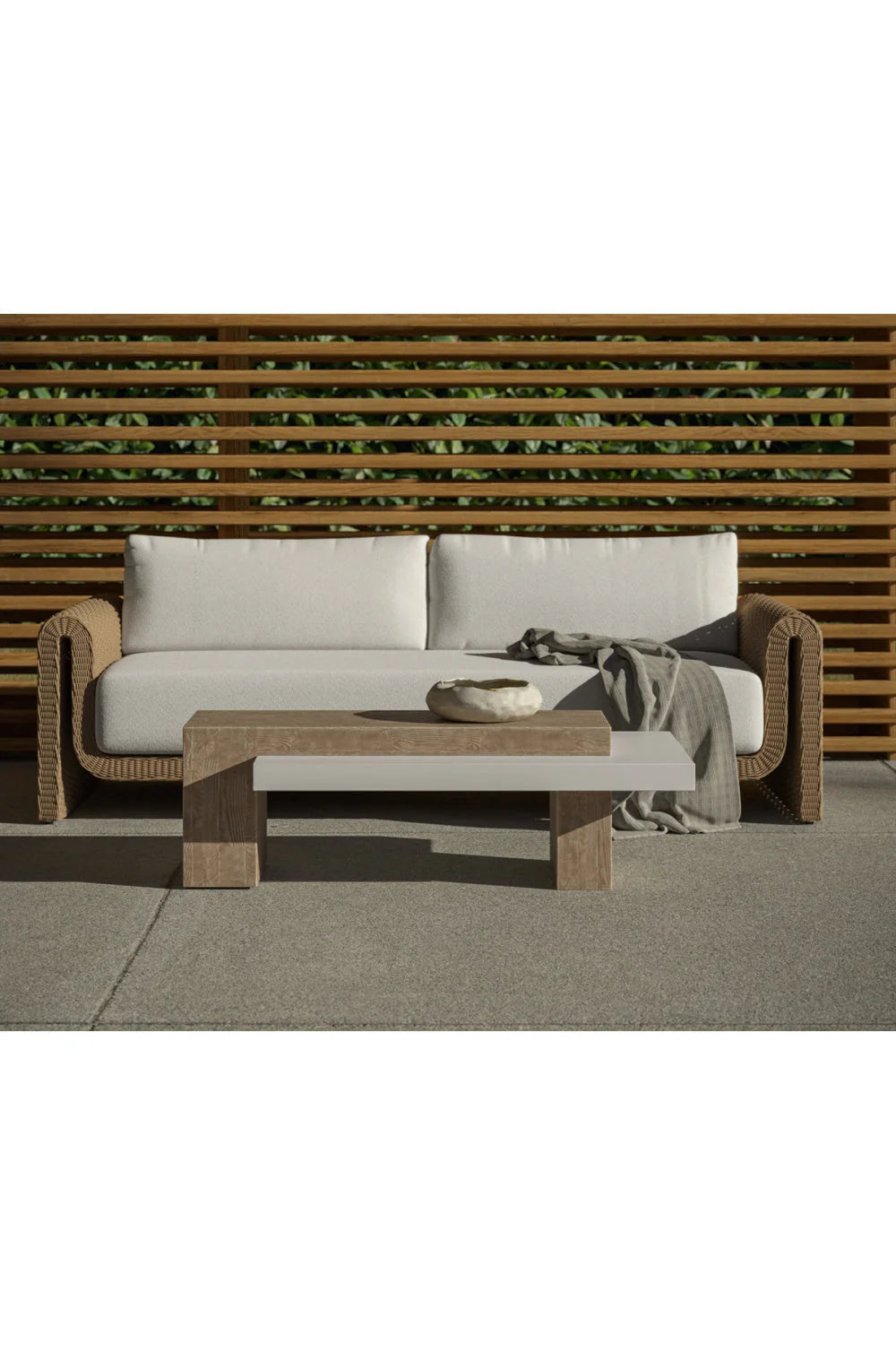 Luxury Herriot Timber-Effect Concrete Rectangular Coffee Table Modern Italian Style for Villa