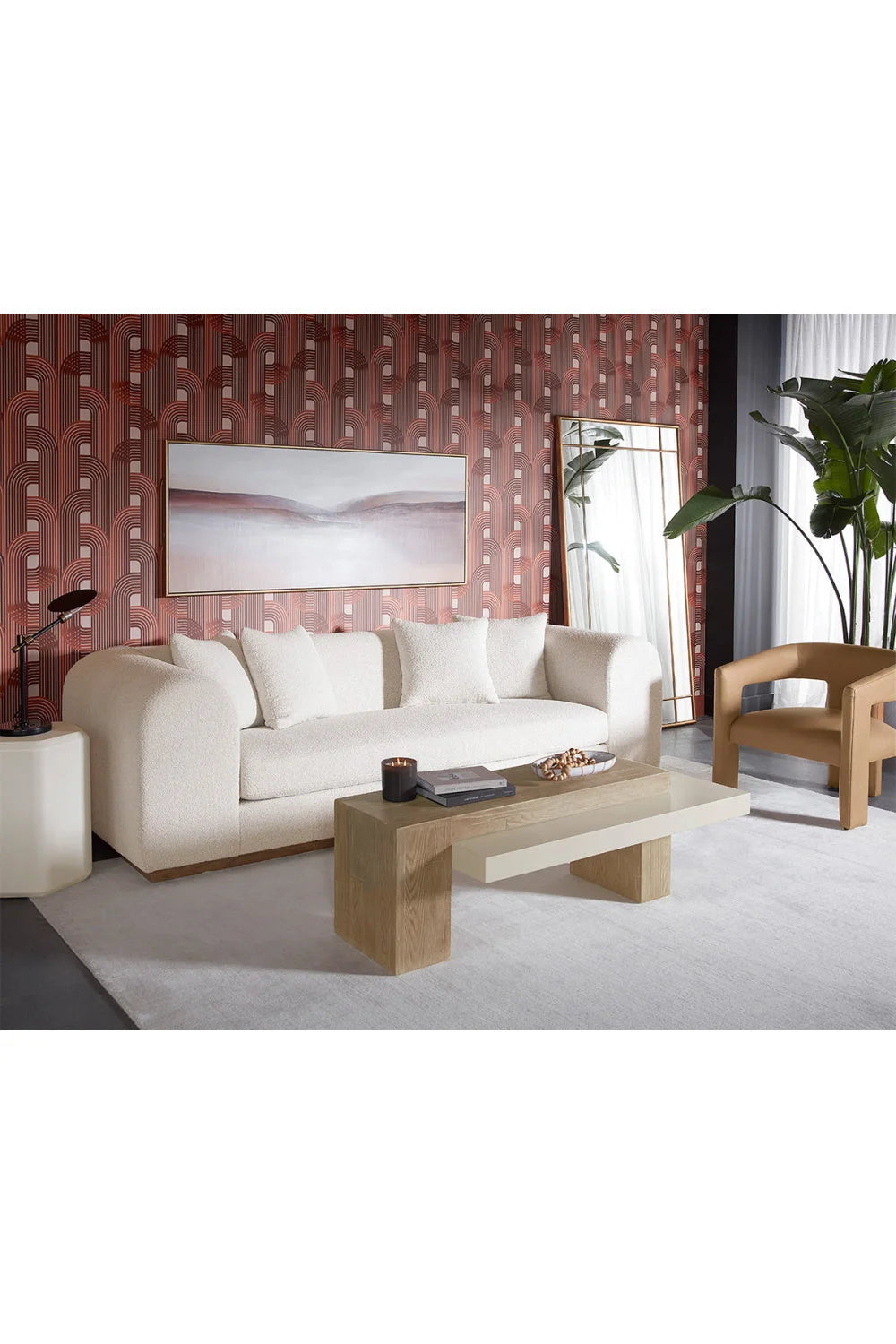 Luxury Herriot Timber-Effect Concrete Rectangular Coffee Table Modern Italian Style for Villa