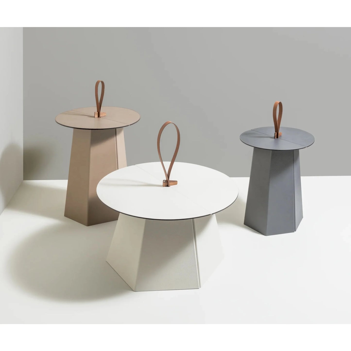 Luxury Hexagonal Leather Folding Table Modern Italian Style for Villa
